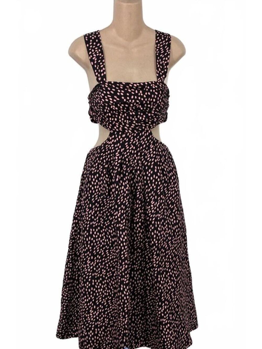 Rebecca Vallance Size US 6 Black Pink SILK Print Cutout Dress